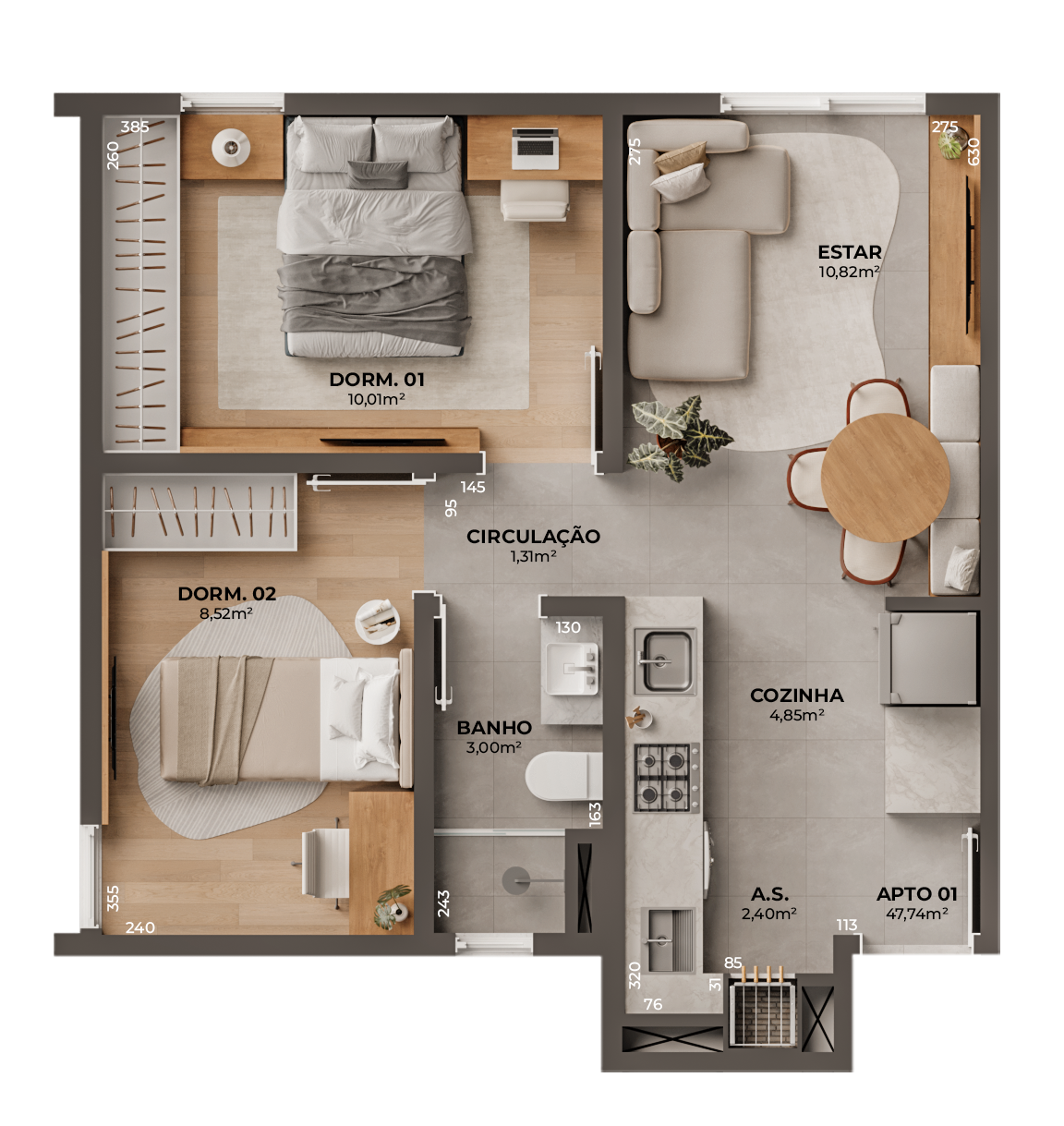 Planta baixa Tipo 01 – Apto 01